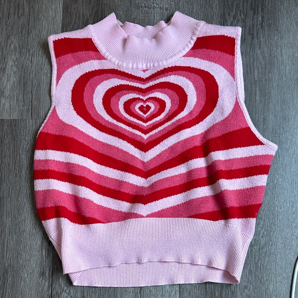Cider Pink and Red Heart Crop Top